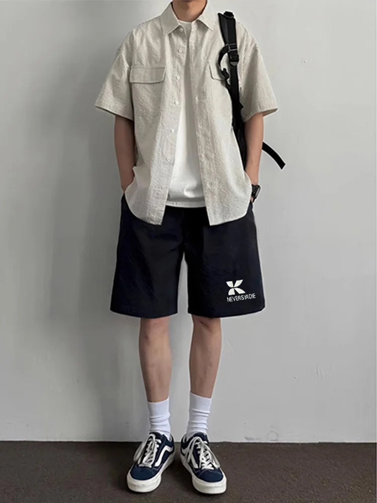 

Летние тонкие мужские уличные брюки прямого кроя свободные повседневные баскетбольные спортивные брюки пять четвертей молодежные брюки для отдыха Faion