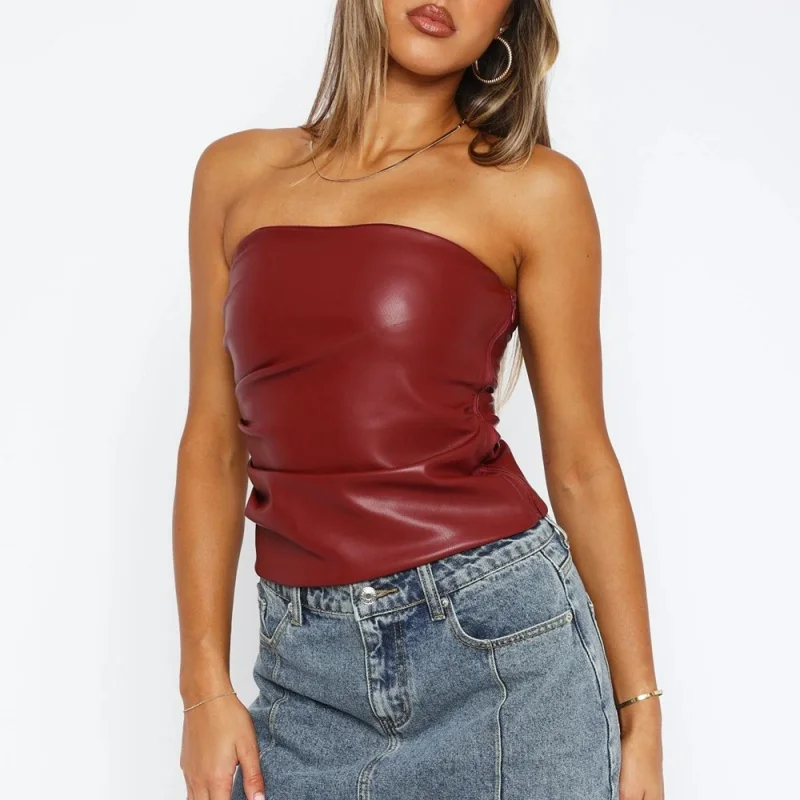 Europe and america cross border2024Fashion Trend Women's Strapless Top Backless Solid Color Versatile Sexy Nightclub Tube Top Ve