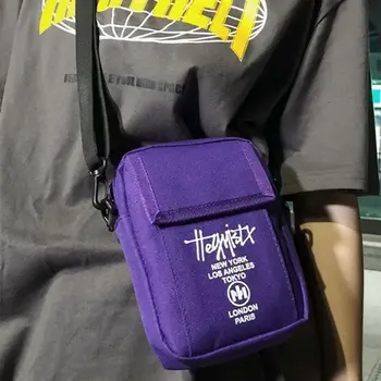 男性用韓国風ポータブルスリング,財布,ジッパー,ミニクロスボディバッグ,モノクロレタリング,ショルダーストラップ,ショッピング