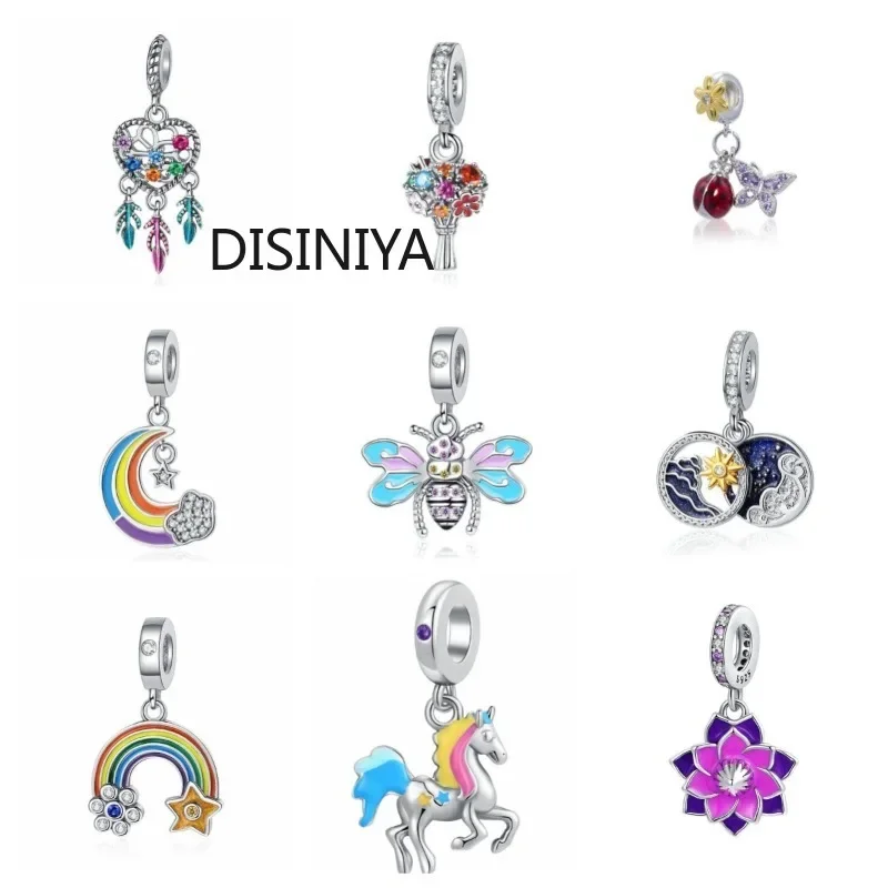 925 silver dream catcher bouquet rainbow butterfly small wooden horse series suitable for DIY pendant bracelets and jewelry