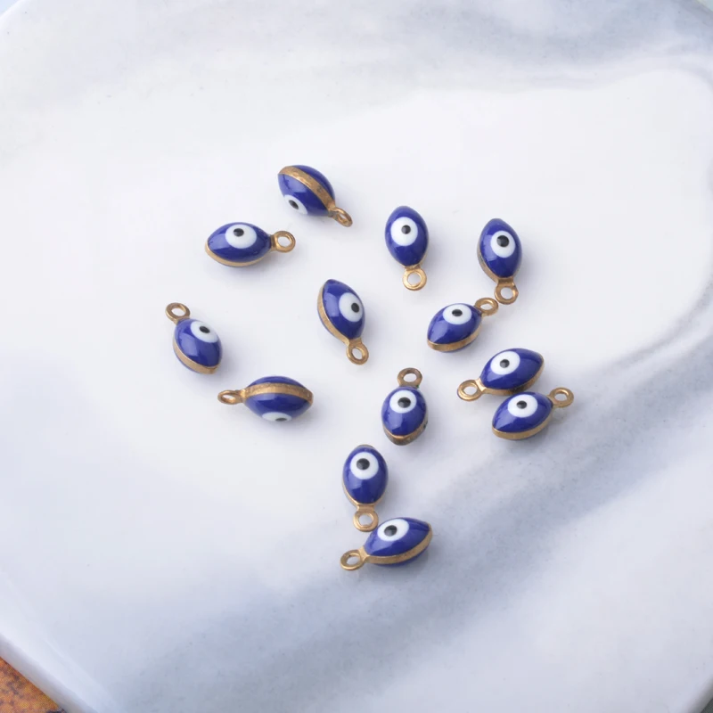 30 Stück doppelseitige Böses-Auge-Anhänger aus Kupfer mit Emaille, Mini-Anhänger für Armbänder, Halsketten, Ohrringe, Accessoires – Detail 7