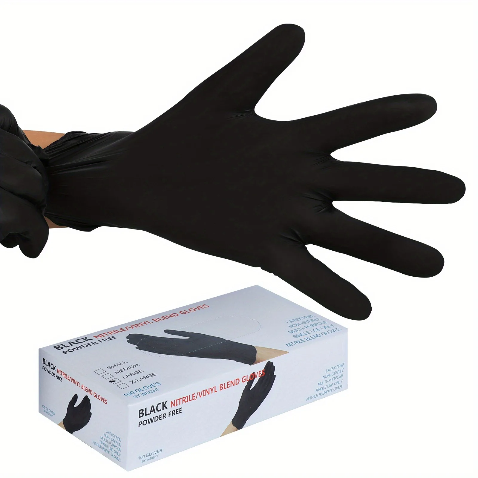 100 pcs_box Disposable Nitrile Gloves, Powder-Free, Latex-Free, Non-Sterile, Food Safe, 6 Mil, B