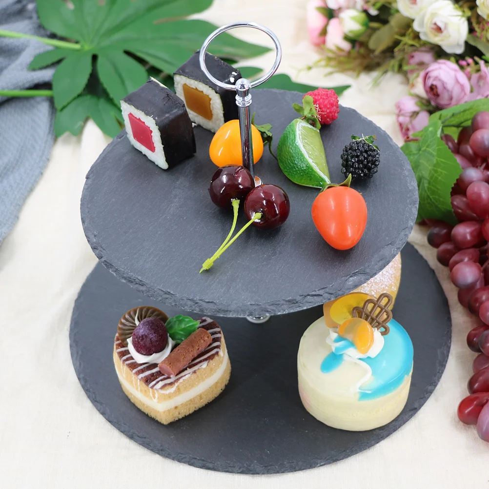 

2 Tier Black Cake Display Stand Cupcake Dessert Fruit Holder Elegant Serving Plate for Parties Weddings Events