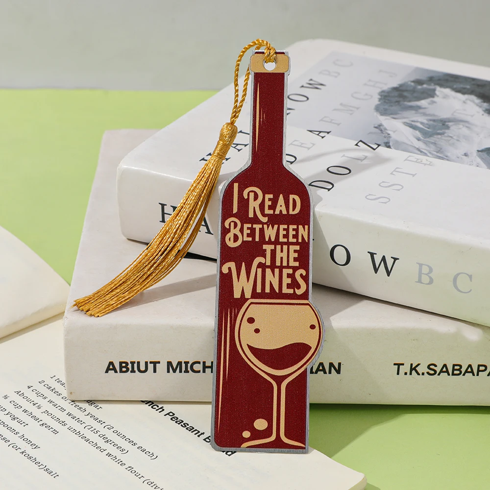 Wine Stainless Steel Bookmark Book Lover Book Accessory with Yellow Tassel Birthday Gift for a Friend