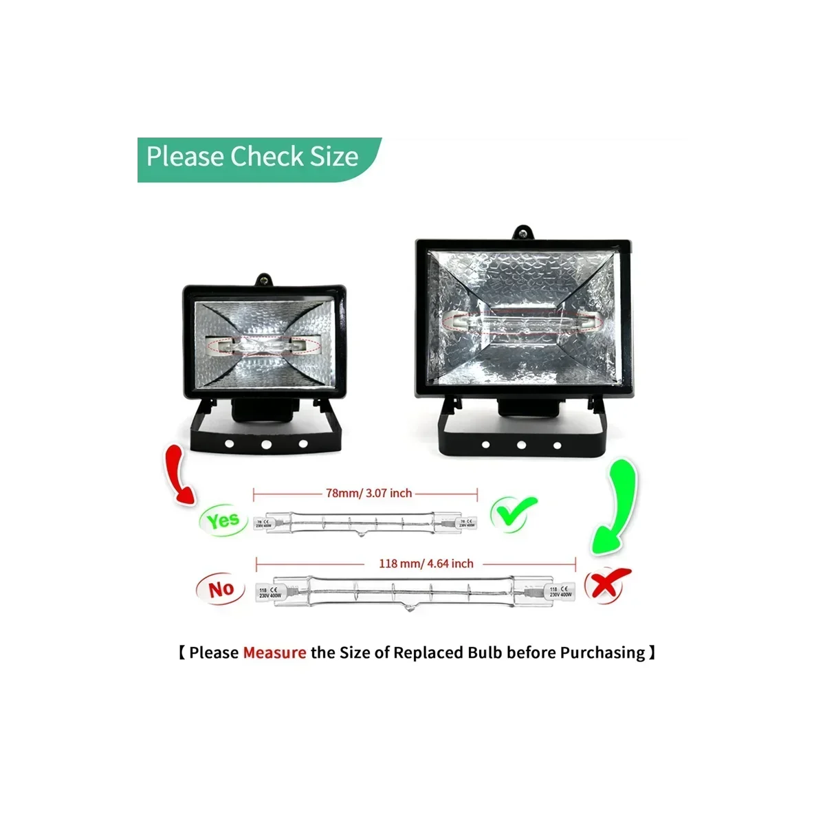 ​ ​ مصباح هالوجين R7S الخطي - 78 مم 300 وات 230 فولت لإضاءة المناظر الطبيعية/العمل (قطعة واحدة) ​ ​