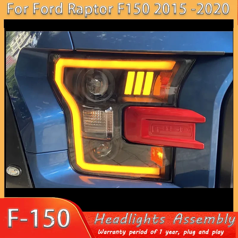 

Светодиодные фары для Ford F150 Raptor 2015-2020, фары, светодиодные DRL дневные ходовые огни, указатель поворота, автоаксессуары, 2 шт.