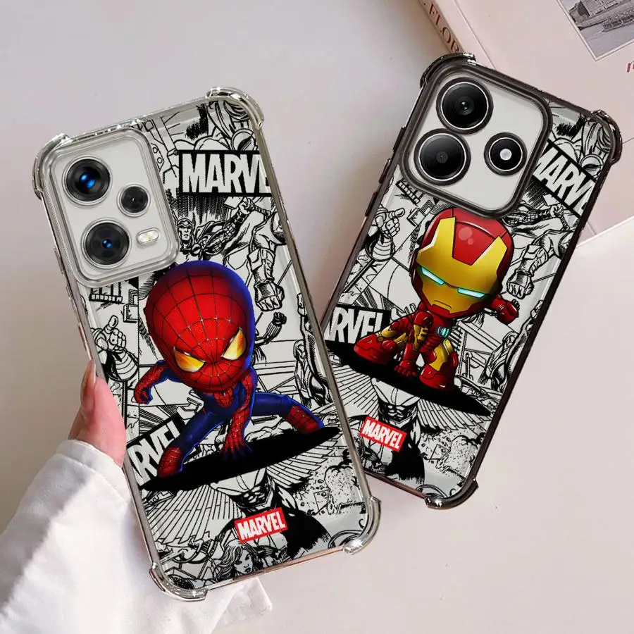 Clear Cover Case for Xiaomi Redmi 13C A3x 14C K80 Pro F7 Pro F7 Ultra Cool Marvel Spider Man Iron Man