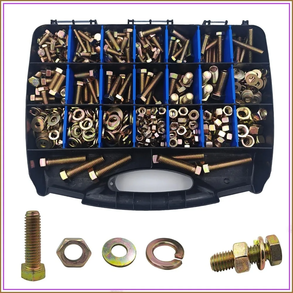 

780PCS Haespot 5 to 8 Grade Alloy Steel Bolt Kit, Corrosion-Resistant, Durable, 1/4"-20, 5/16"-18, 3/8"-16, 1/2"-13 Imperial Units Multi-Size, Eco-Friendly Packaging, Professional Storage