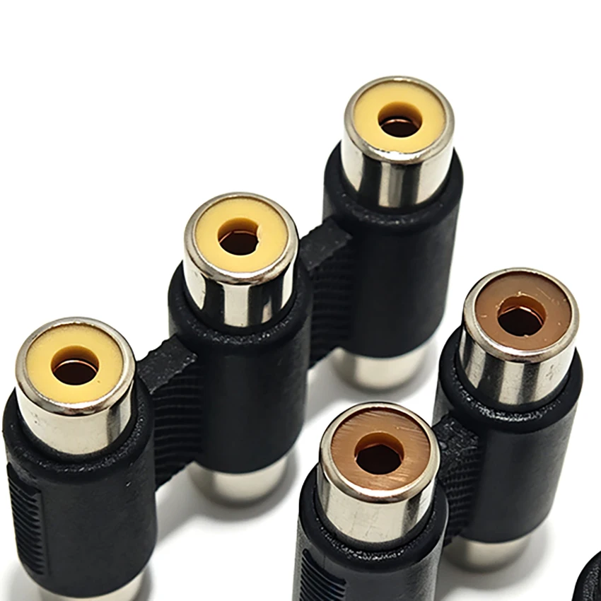 5pcs RCA Lotus 1/2/3 to 1/2/3 RCA Connector Female to Female AV Adapter Straight Head RCA Gold Plated Plug