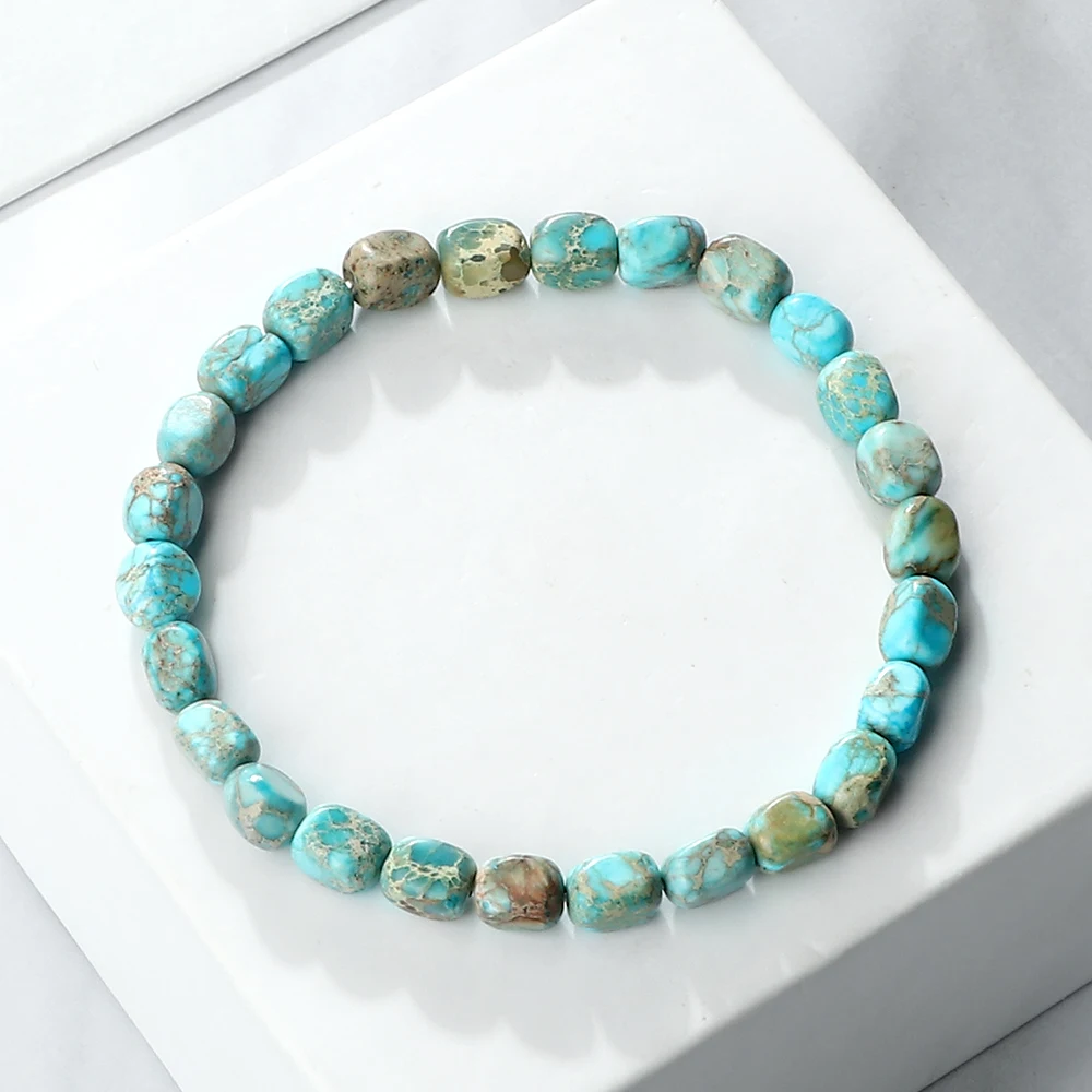 Vintage Emperor Stone Beaded Bracelets Natural Stone Charm Elastic Strand Bracelet & Bangle Bohemian Yoga Jewelry for Women Men