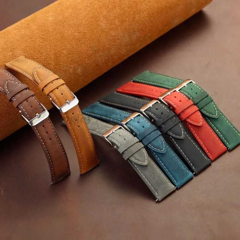 Leather Watch Strap 14mm 16mm 18mm 20mm 22mm 24mm for Samsung Galaxy Watch7/6/5/4 Vintage Brown Quick Release Universal Bracelet image 4
