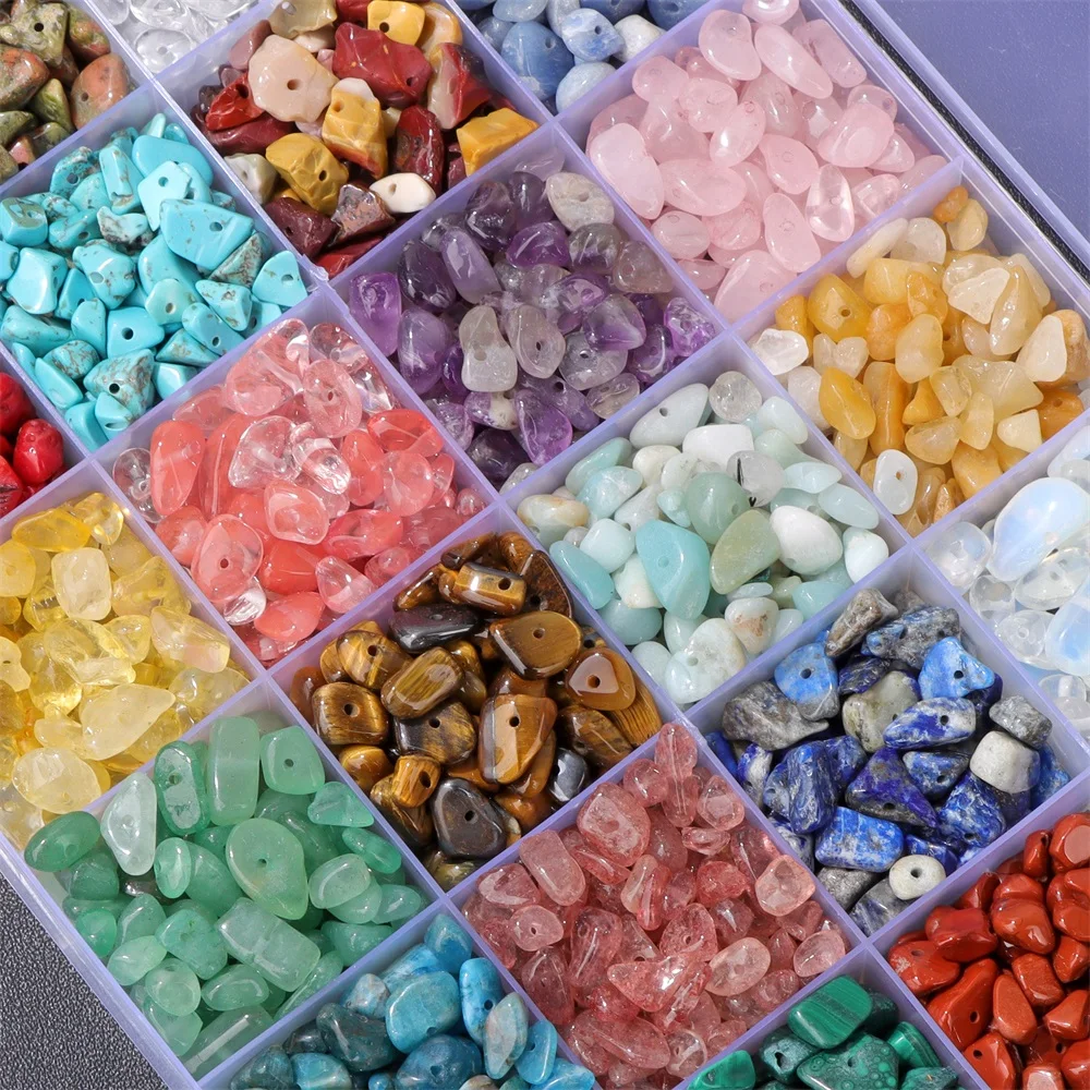 Wholesale Natural Stone Agates Chips Beads 5-8mm Irregular Malachite Amazonite Opal Quartz Gems Gravel Beads for Jewelry Making