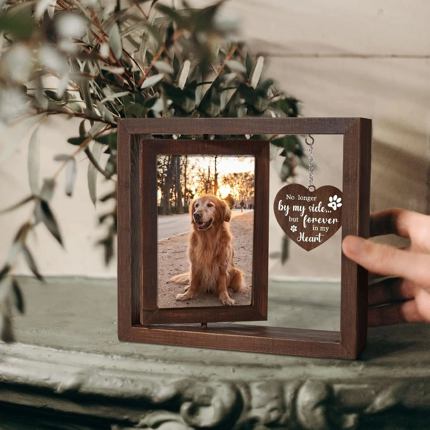 Pet Memorial Wood Frame Ashes Storage Set