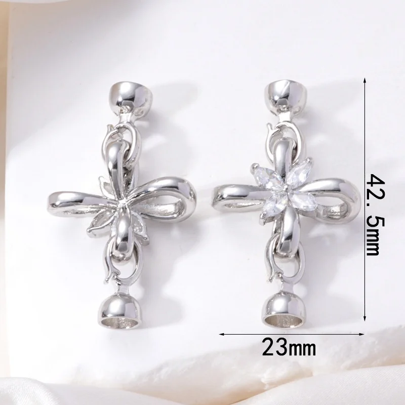 1 Piece Copper Gold-plated Zircon Petal Pearl Necklace Connection Buckle Accessories DIY Jewelry Making Materials Wholesale