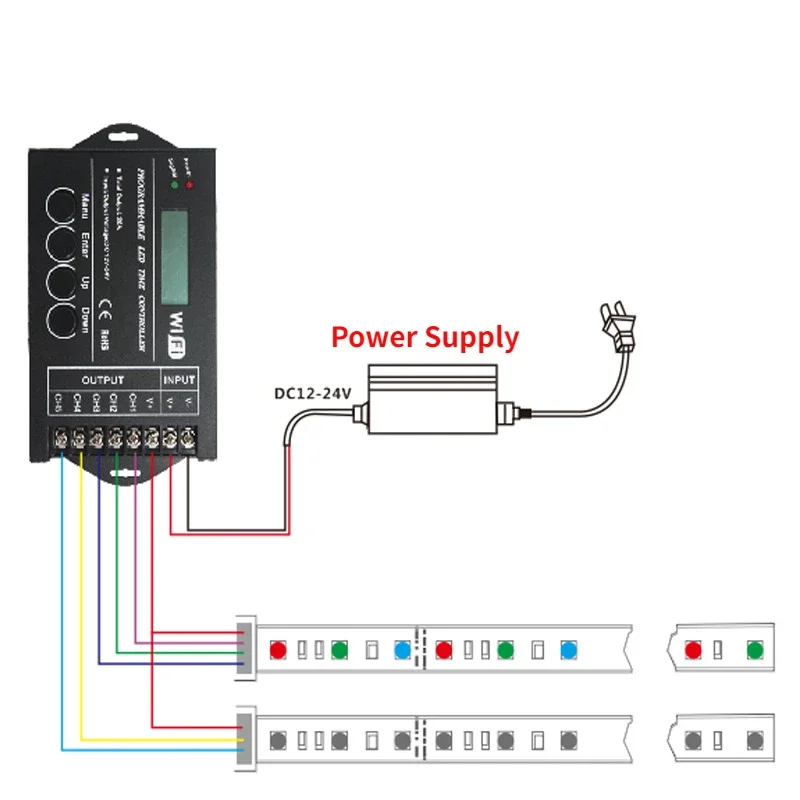 TC420 TC421 WiFi RGB Time Programable LED Controller 5 Channels 20A Common Anode Programmable LED Strip Dimmer DC 12V 24V