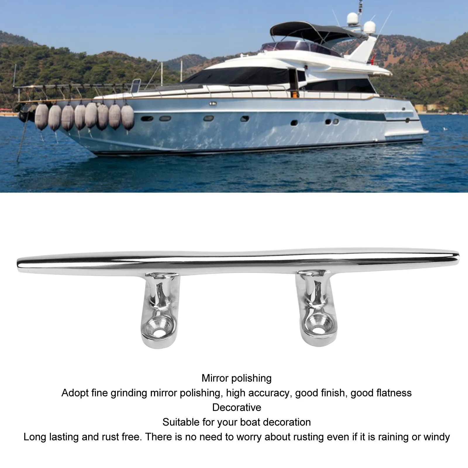Boat Cleat Open Base Heavy Duty 316 Stainless Steel Boat Dock Cleats with Installation Screws for Marine Boat Dock Deck view 6