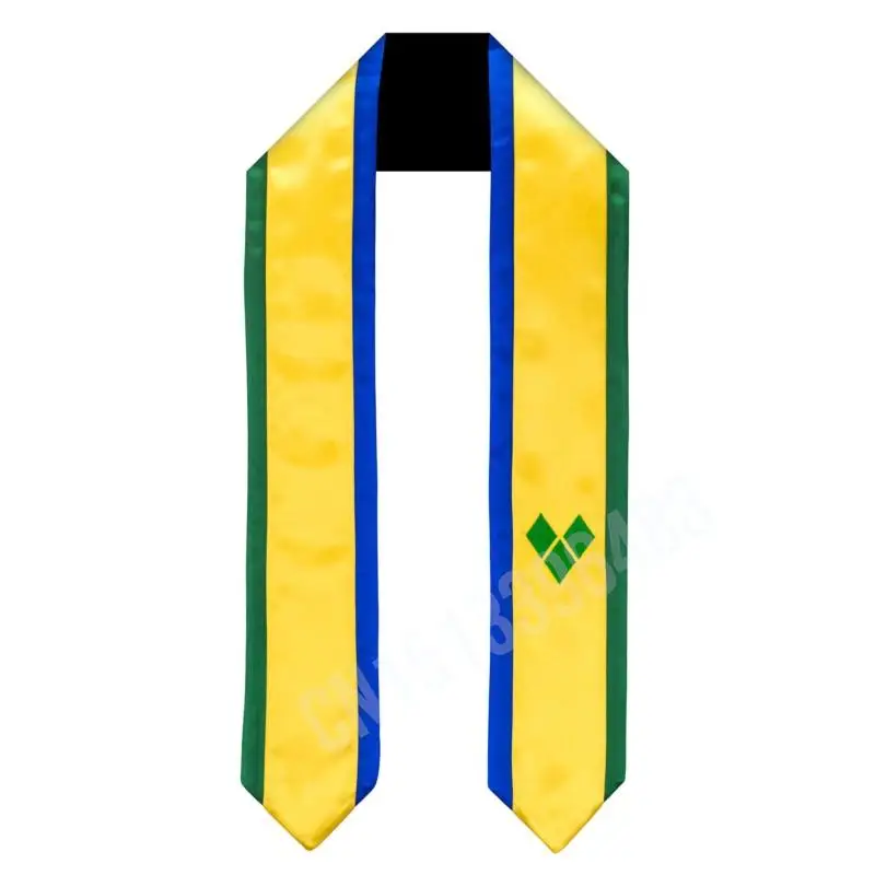 St Vincent Flag Scarf Top Print Graduation Sash Stole International Study Abroad Adult Unisex Party Accessory