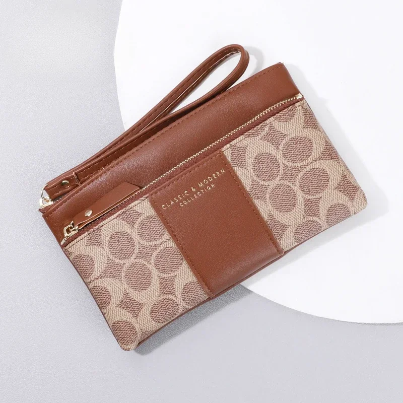 حقيبة يد نسائية كلاسيكية ذات نمط قديم متطابقة الألوان وحبل سحب مائة ومحفظة تخزين كبيرة للفتيات