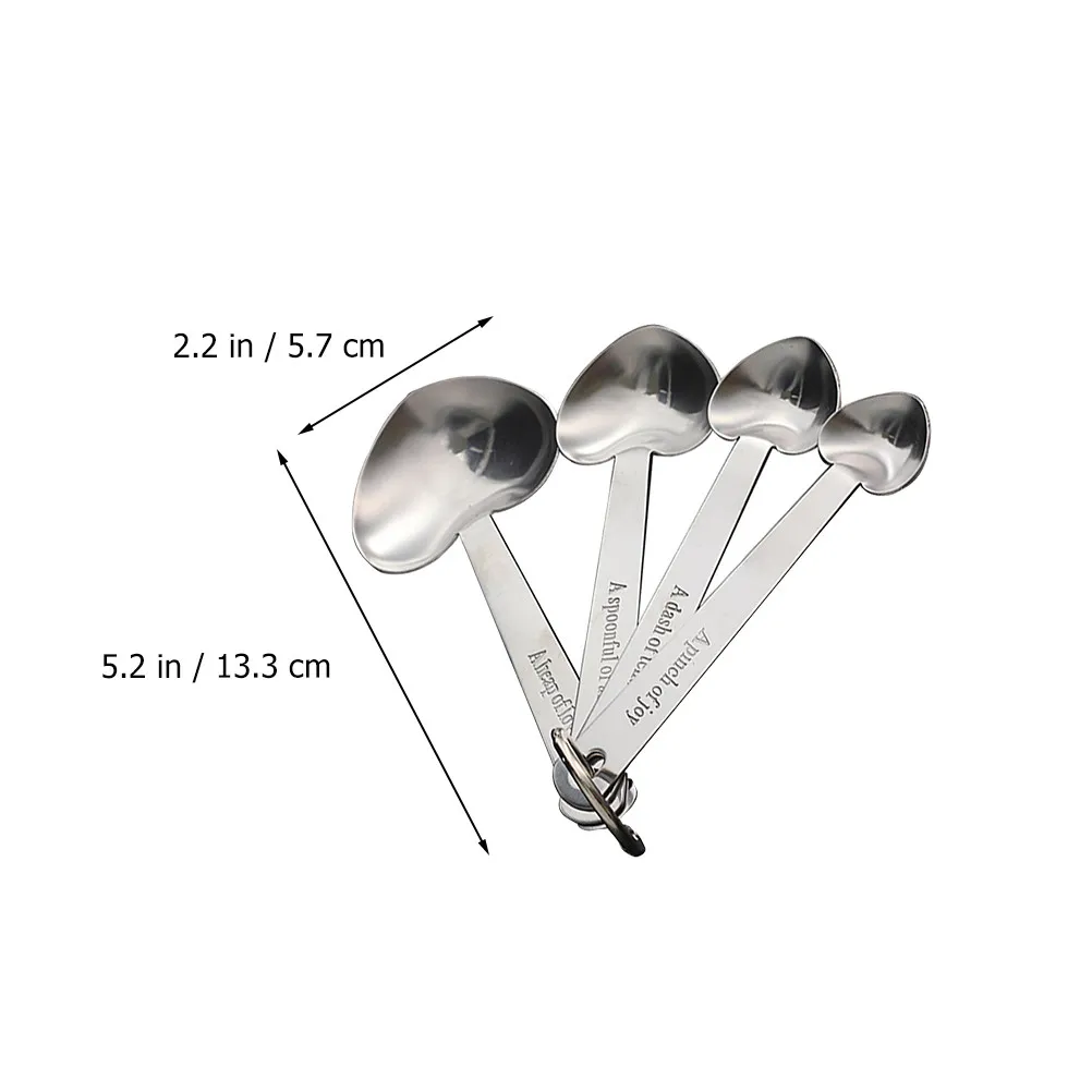 1Set Stainless Steel Measuring Spoon Set Love Heart Shape Baking Tools Accurate Sizes for Cooking Mixing Kitchen Supplies