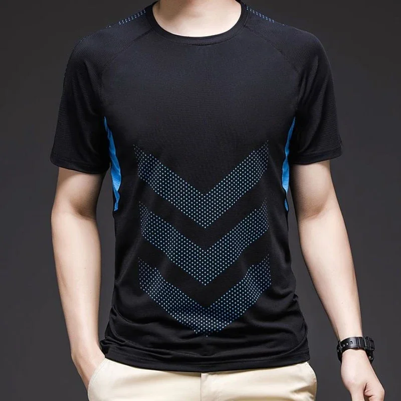 

Summer Men's T-shirt 3D Minimalist Solid Colour Breathable Short Sleeve Tops Outdoor Street Sports Quick Dry O-neck Men Clothing