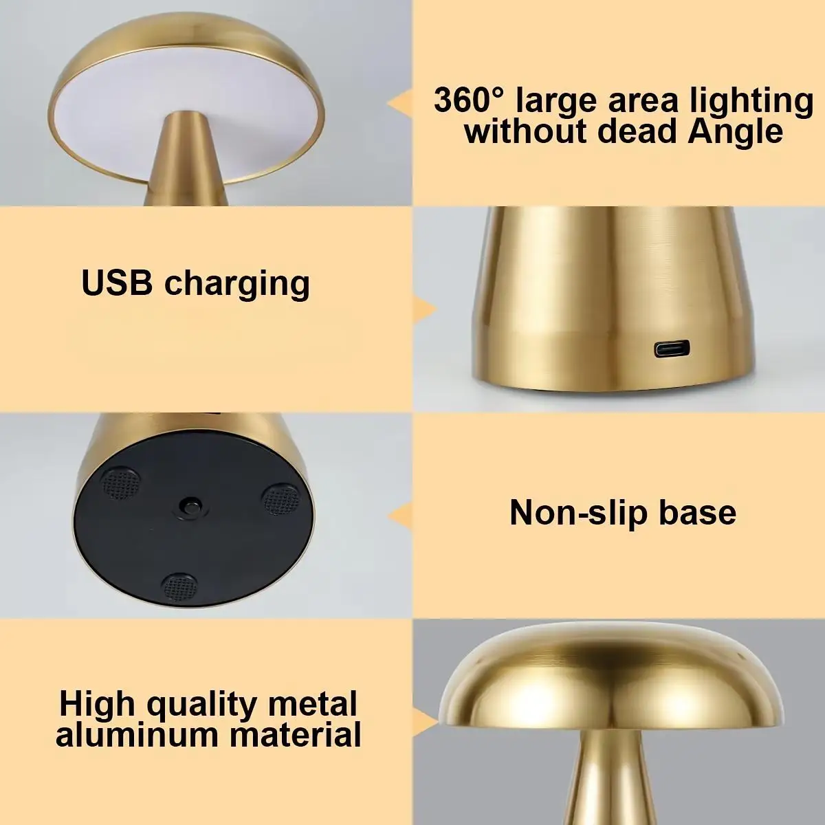 مصباح طاولة LED فطر دنماركي ، عاكس بلا حدود ، مادة حديدية ، قابلة لإعادة الشحن USB ، بطارية كبيرة ، مصابيح ديكور منزلي ، 3 ألوان