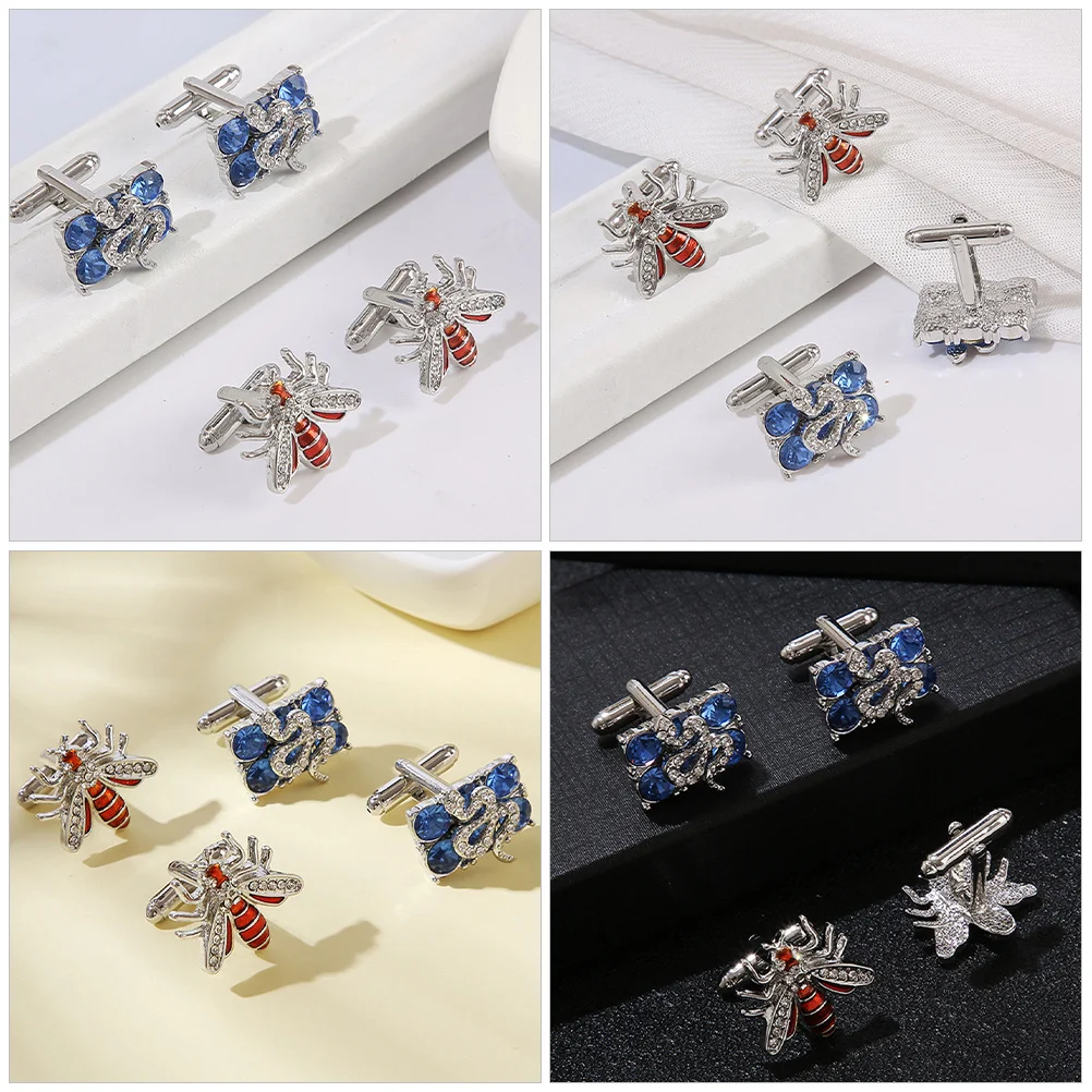 

1pcs Men'S Cuff Links Bee Snake Design Smooth Metal For Business Suit Formal Wear Shirt Accessories Vintage Tuxedo Buttons Mens
