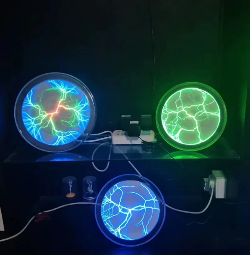 Flash Disk 12-inch Blue Tricolor Lightning Disk Red Green Pink Magic Disk Touch Current Lamp Plasma Plate