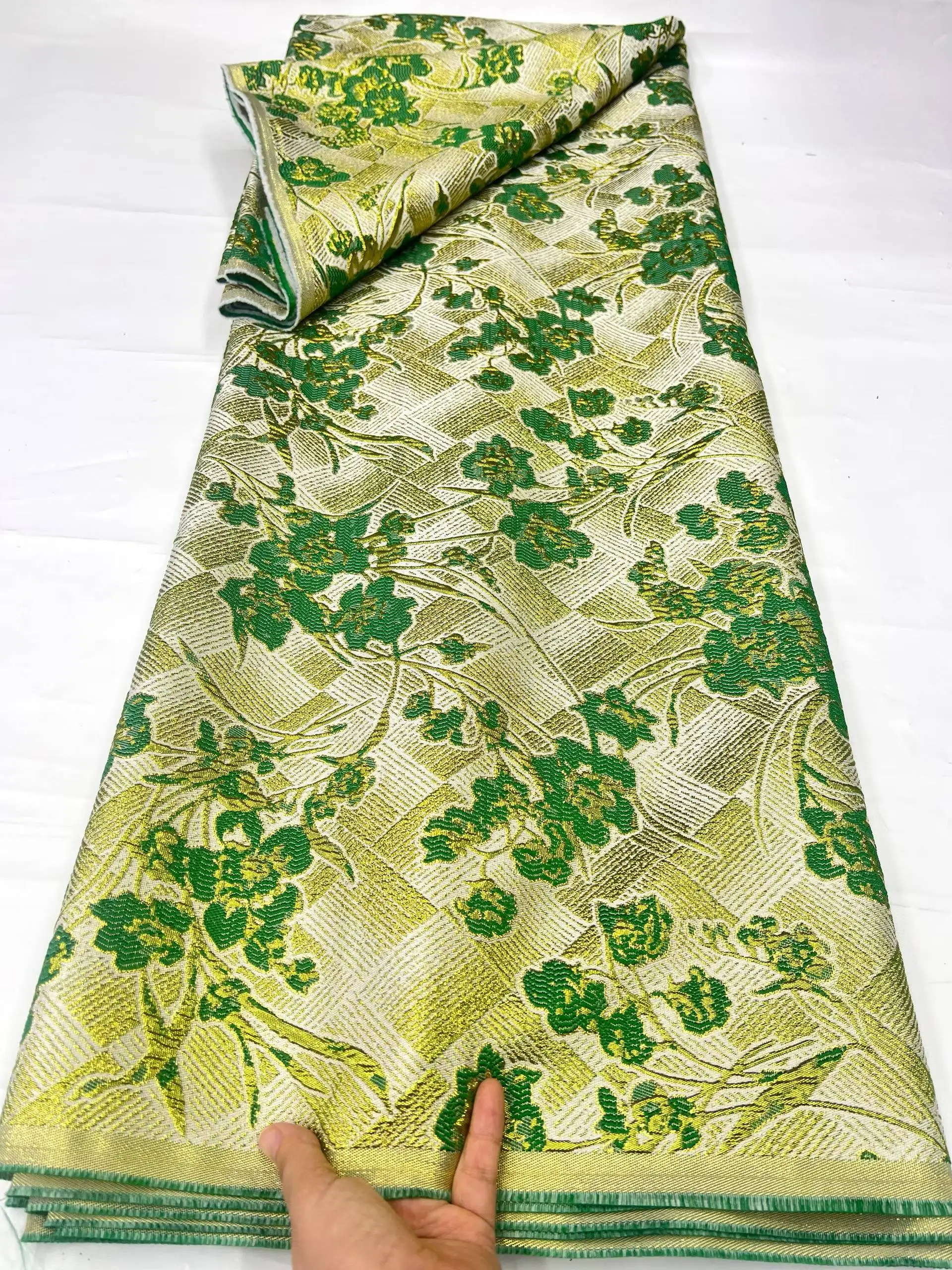 Brocade Jacquard Lace Fabric African Gilded Lace High Quality Damask Lace Fabric Luxury for Women Party Dresses Sew 5Yards