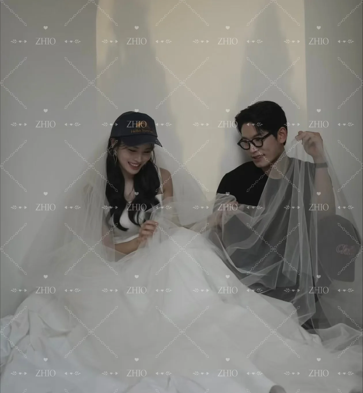 ZHIO Simple 2PCS Wedding Party Dress Spaghetti Straps Ivory Satin A-Line Korea Photo Shoot Bridal Reception Gown Customized