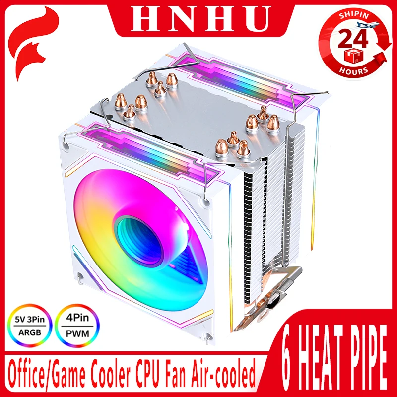 HNHU AMD AM4 Cooler Compatible LGA2011 2066 1700 115X 1200 18XX PC X79X99 Air-cooled Processor 2/4/6 Heat Pipe CPU Fan ARGB mute
