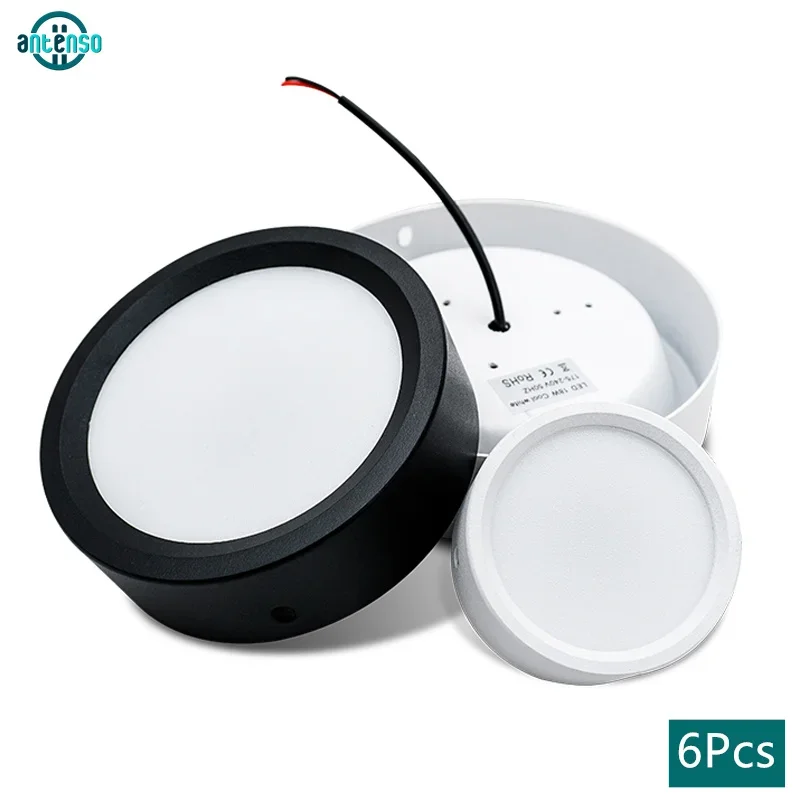 6 sztuk/partia LED typu Downlight do montażu powierzchniowego oświetlenie panelowe AC 220V 9W 12W 15W 18W kuchnia sypialnia salon domowa lampa sufitowa