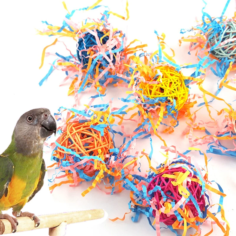 10/5pcs Pet Bird Toys Chewing Toys Bird Rattan Ball Toy For Parrot Budgie Parakeet Cockatiel Chewing Playing Toys Parrot Cages T