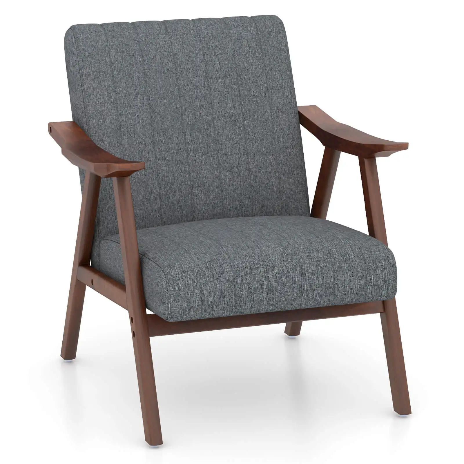 Modern Accent Chair Leathaire Leisure Armchair w/ Rubber Wood Frame & Felt Pads