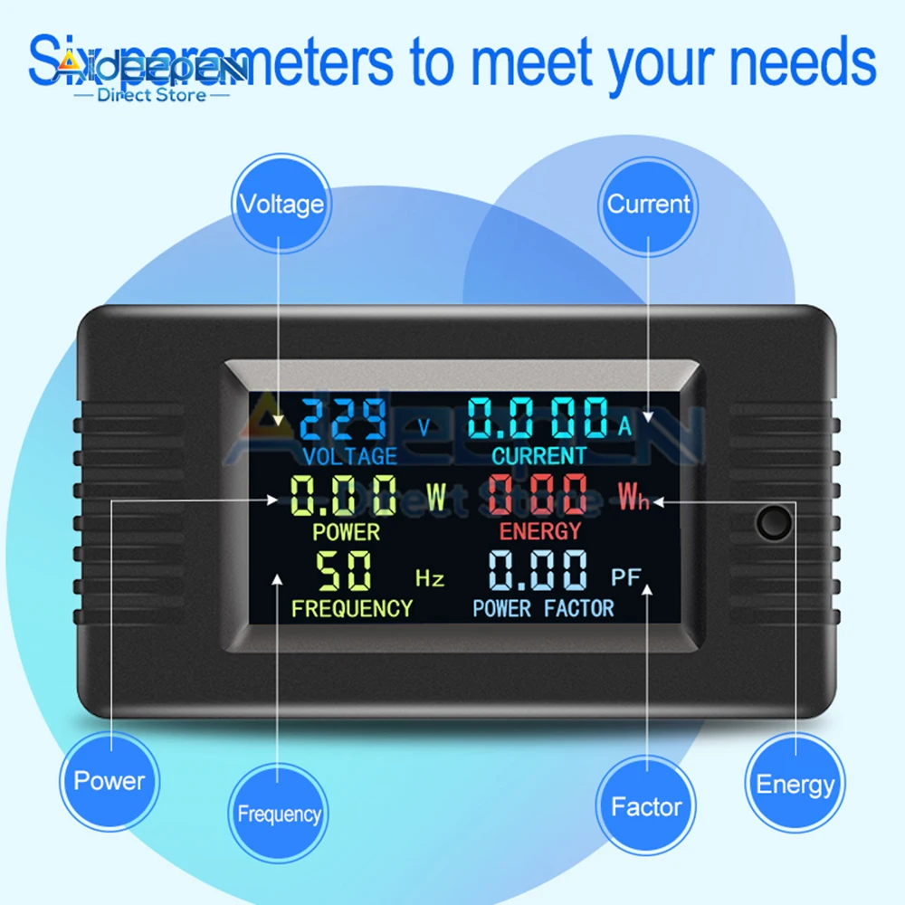 PZEM-020 Wattmeter Power Meter Voltmeter AC 80-260V Voltage Power Analyzers LCD AC Electricity Meter 10A 2200W Detector