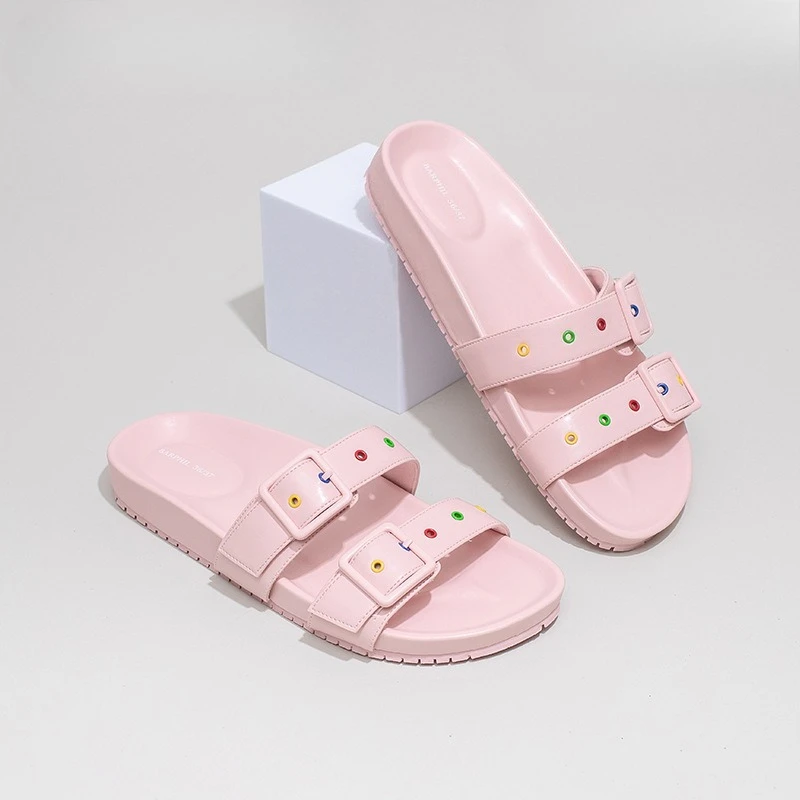 New Spring-Summer PU Casual Strap Women's Slippers Fashion and High-End Feel for Indoor Home Use and Outdoor Wear Non-Slip