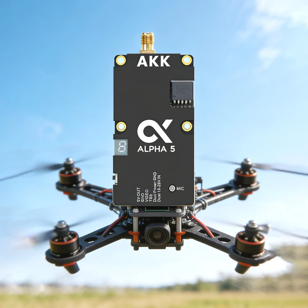 

AKK ALPHA 5 5.8GHz 5000mW 80CH FPV VTX Video Transmitter SmartAudio OSD Mic 5V BEC for RC FPV Drone