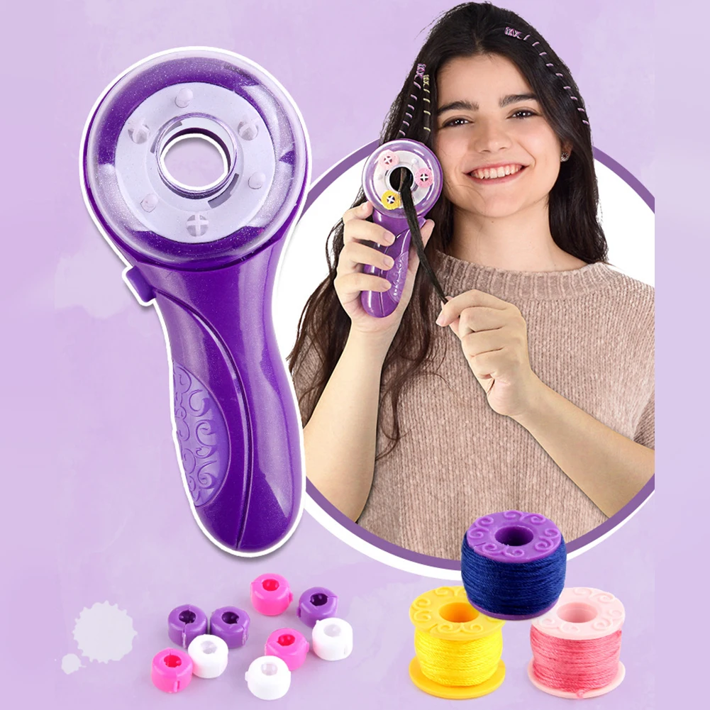 Kit de trenzador de pelo eléctrico DIY, herramienta de decoración del cabello para niña, trenzador de pelo automático, juguete de salón con gancho para el pelo, regalo de goma para niños