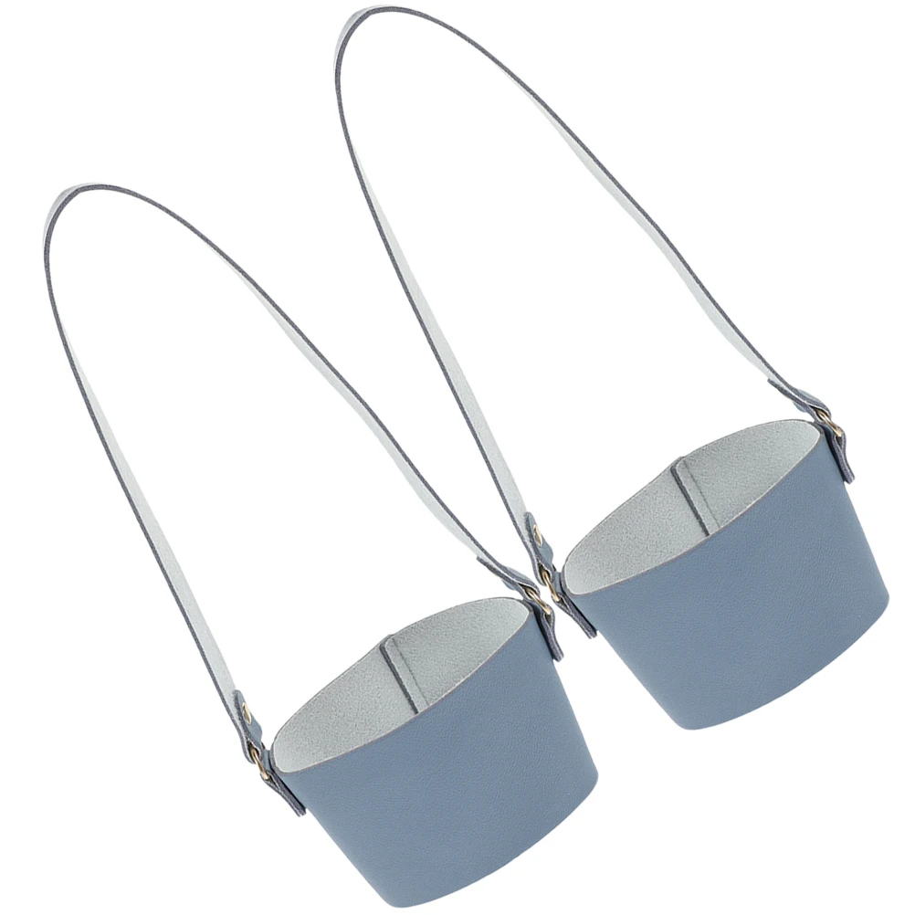 

2pcs Coffee Cup Sleeve Water Bottle Carrier Strap Brown Portable Reusable Travel Drink H PU Lightweight Bottle Sling Bag