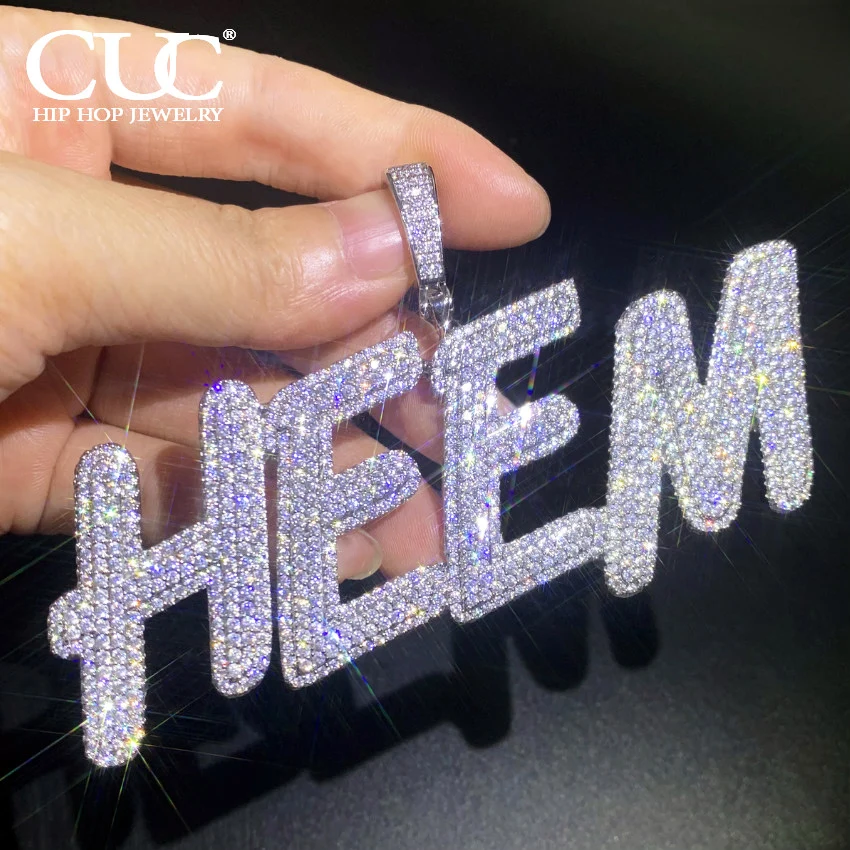 

CUC Custom Double Layer Letter Pendant Iced Out Cubic Zirconia Gold Silver Color Necklace Chain Men Women Hip Hop Jewelry