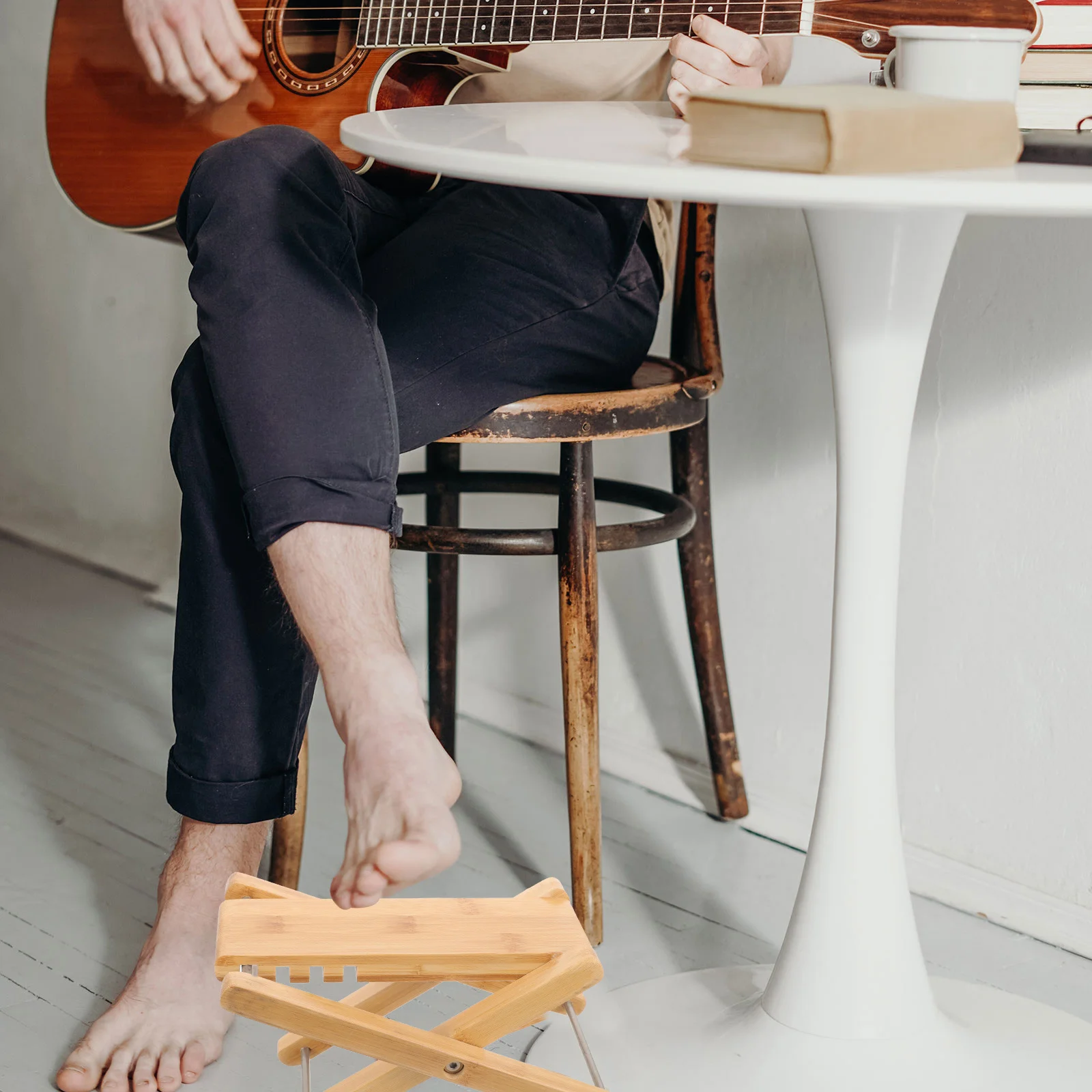 

Adjustable Keyboard Stand Guitar Foot Stool Piano Armrest Holder Wood Rocking Support for Adults