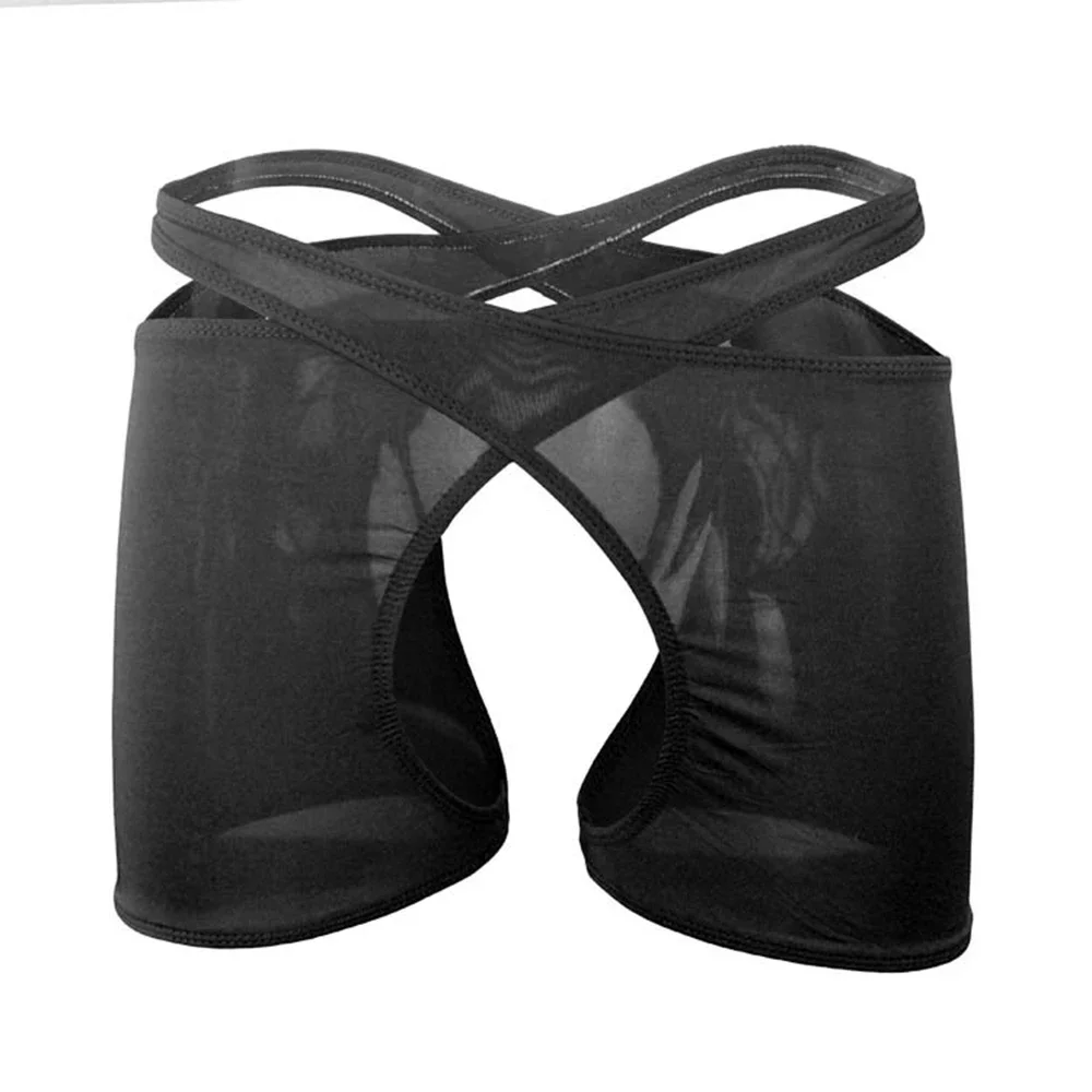 Men\'s Open Crotch Underwear Hollow Out Eortic Panties Gay Man Sexy Cut Out Underpants Cross Bandage Low-Rise Shorts