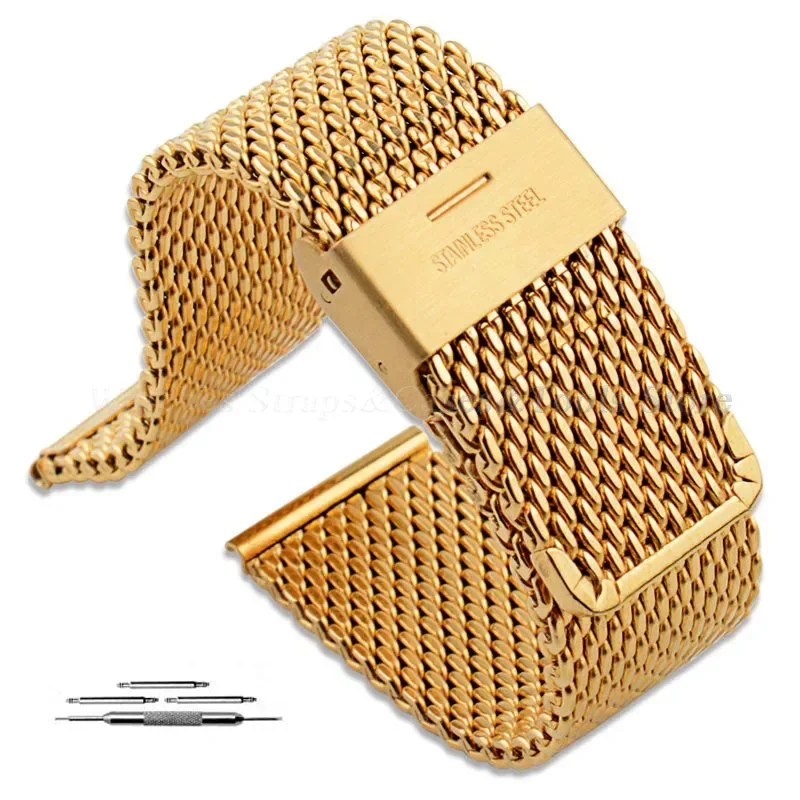 1.0mm Mesh Milanese Loop Watchband for Samsung Galaxy Watch Active2 for DW Belt Stainless Steel Metal Strap 18/20/22/24mm Band