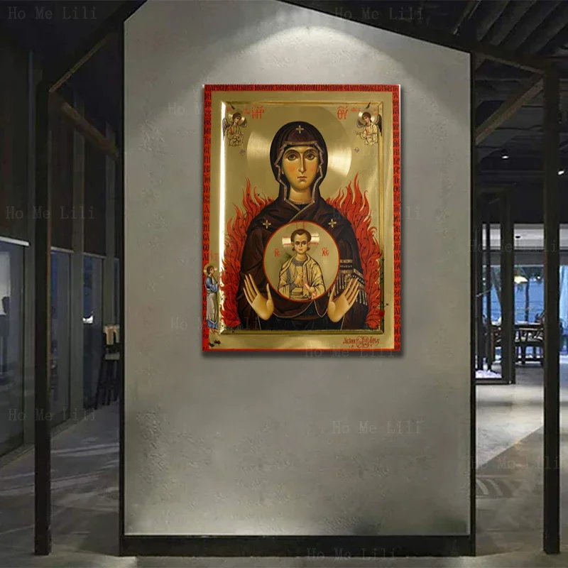 The Theotokos Of The Unburnt Bush Holy Mother The Virgin And Child Canvas Wall Art By Ho Me Lili For Livingroom Decor