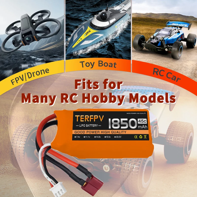 2/4PCS TERFPV 1850mAh 7.4V 45C - đánh giá và giá Drone Rc Truck