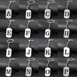 Simple Initial 26 Letters Stainless Steel Keychain Silver Color Alphabet Key Ring Pendants for Car Key Handbags DIY Accessories