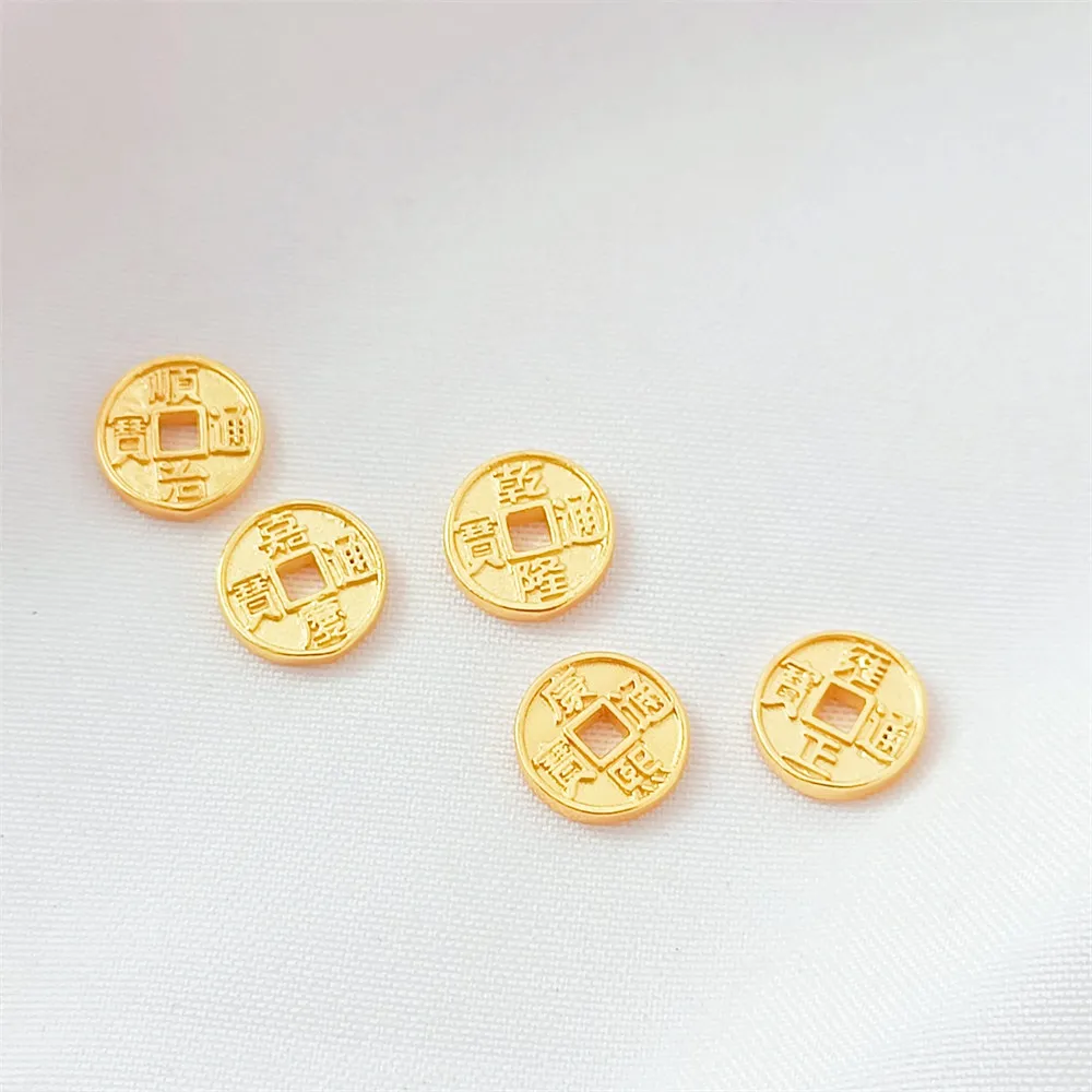 24K Gold-plated Five Emperors Copper Coins, Hand-woven Rope Bracelet, Beads, Jewelry and Accessories