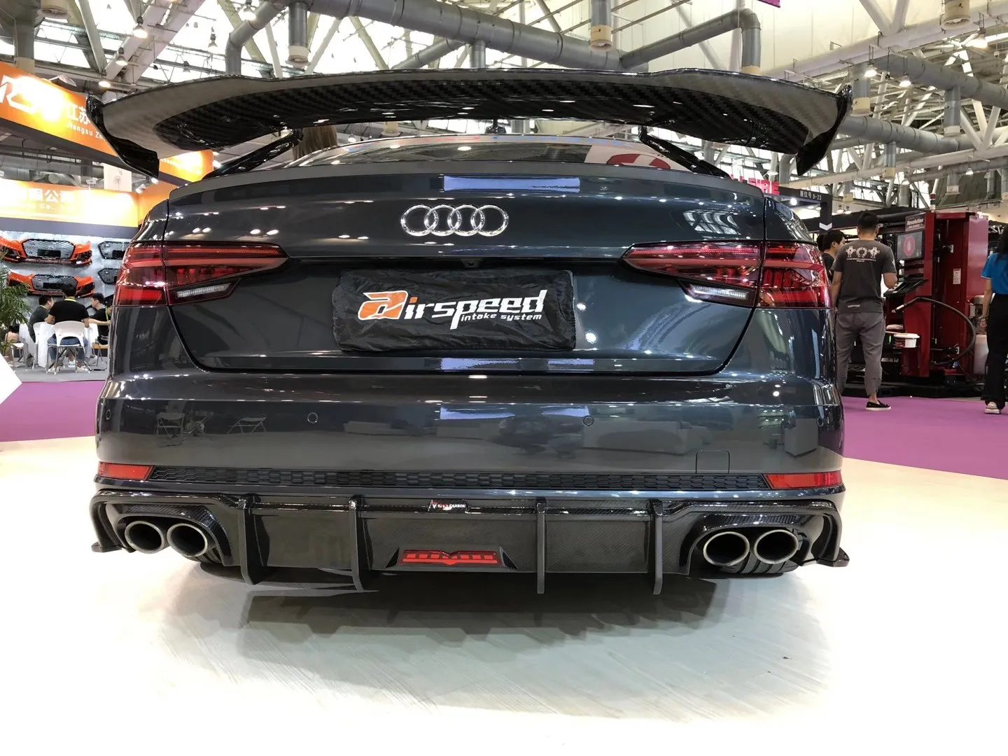 Carbon Real Car Data Development universal rear spoilers Dry Carbon Fiber Rear Bumper Lip For A4,S4 B9