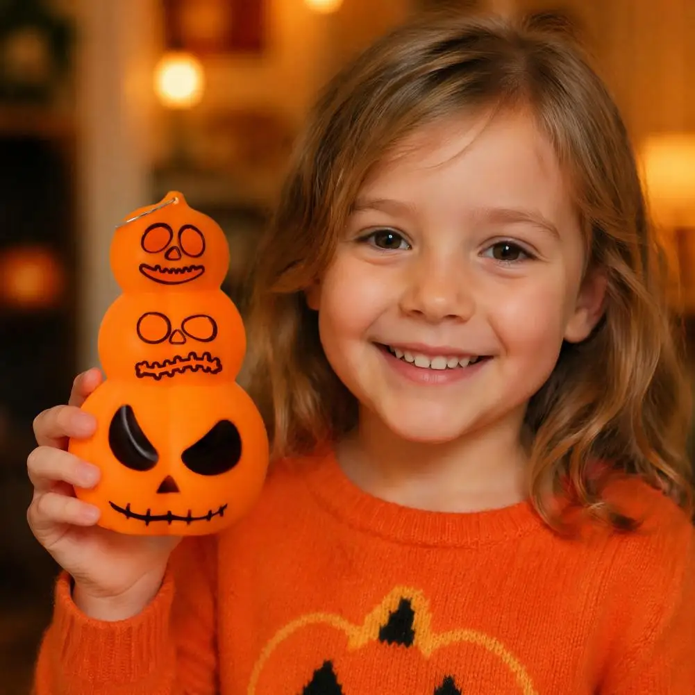 Led Pumpkin Lantern Halloween Stacking Pumpkin Light Decoration Led Glowing Pumpkin Ornament for Party Hanging Metal Ring Accent