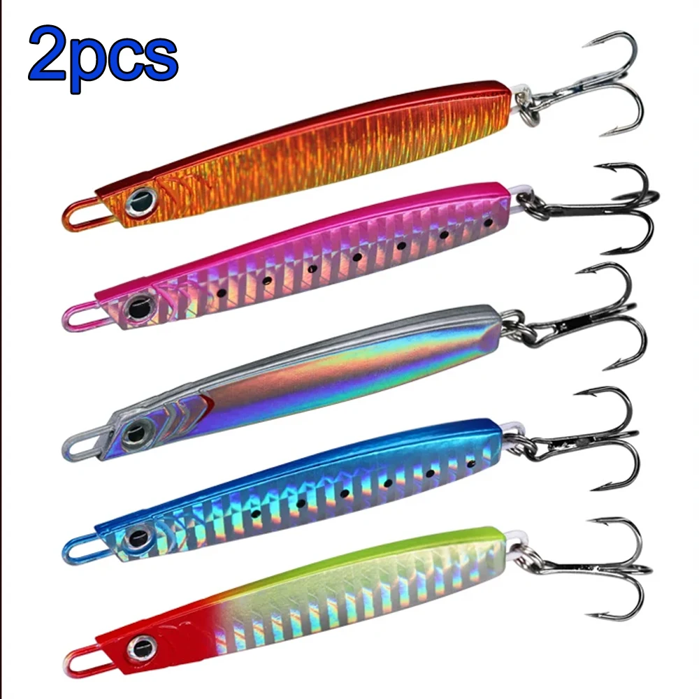 

2pcs Metal Jig Fishing lure Set 15g 25g 30g Metal VIB Leech Spinners Spoon Lures For Bass Trout Pike Fishing Artificial Bait