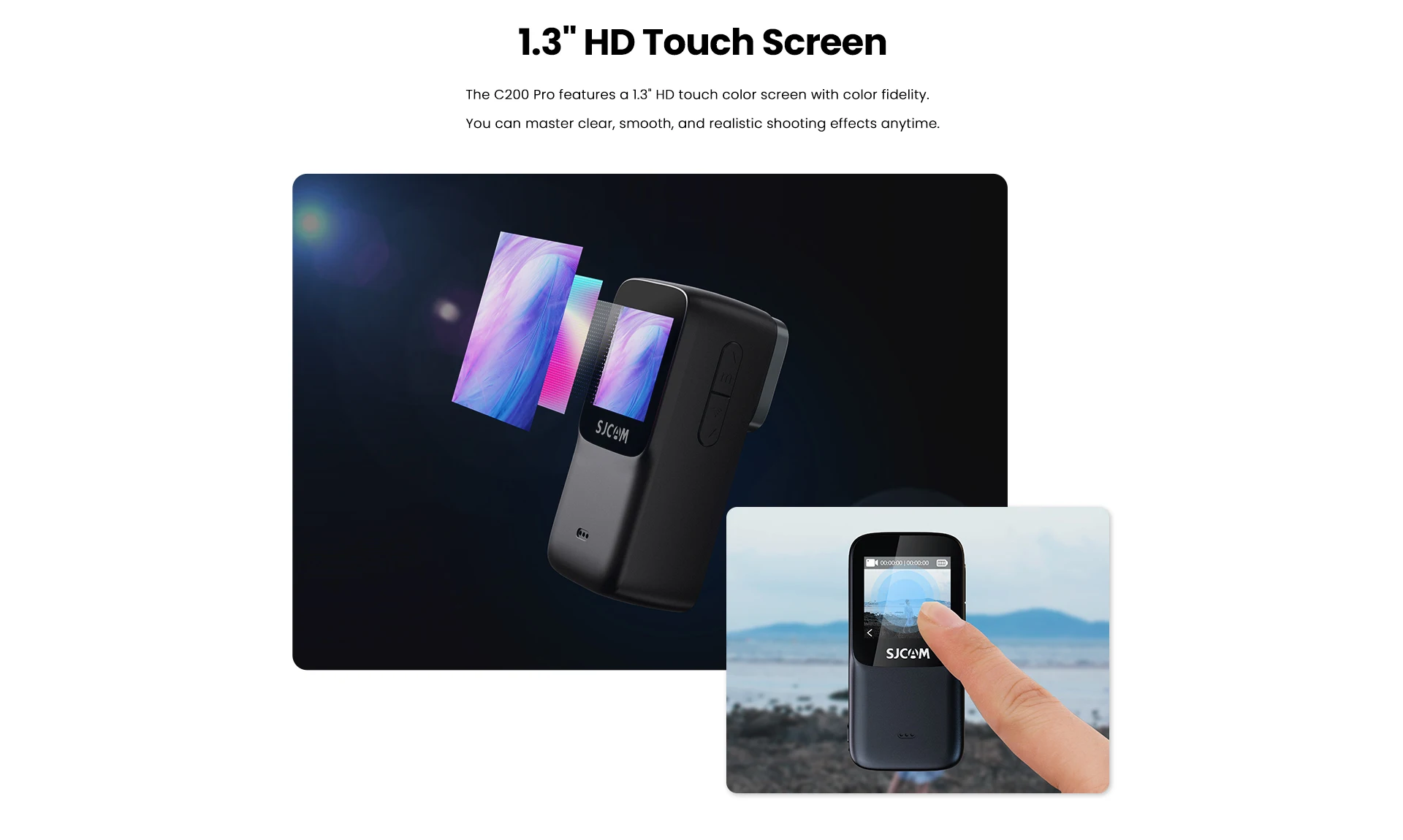 กล้อง C200 4K 5MP กันน้ำ รองรับการจดจำใบหน้า จอคู่ มองเห็นในเวลากลางคืน พร้อม Wifi ระบบกันสั่น 6 แกน สำหรับกีฬาและแอคชั่น